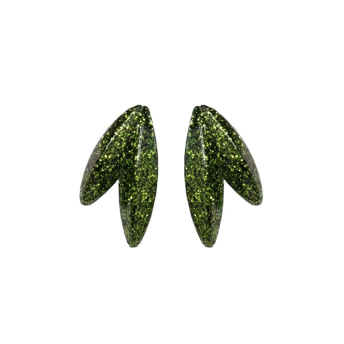 Twin-LEAVES ✕ Shine earrings, leaf green