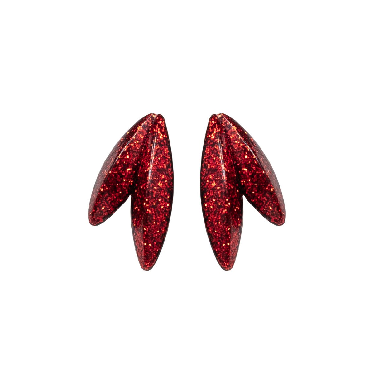 Twin-LEAVES ✕ Shine earrings, red