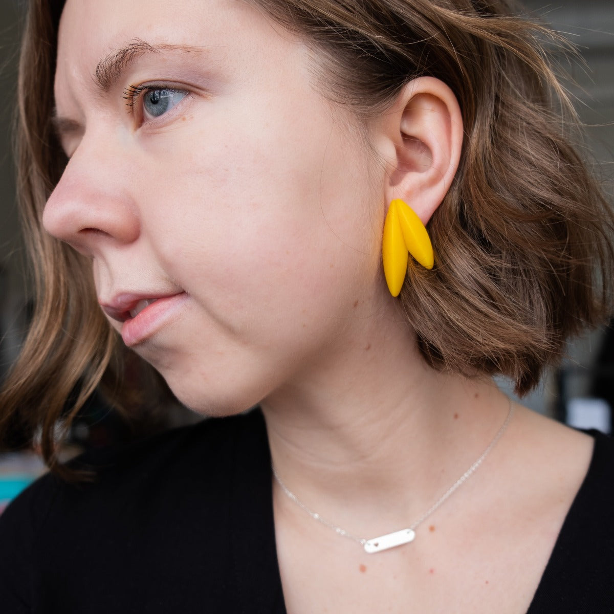 Twin-LEAVES earrings, yellow
