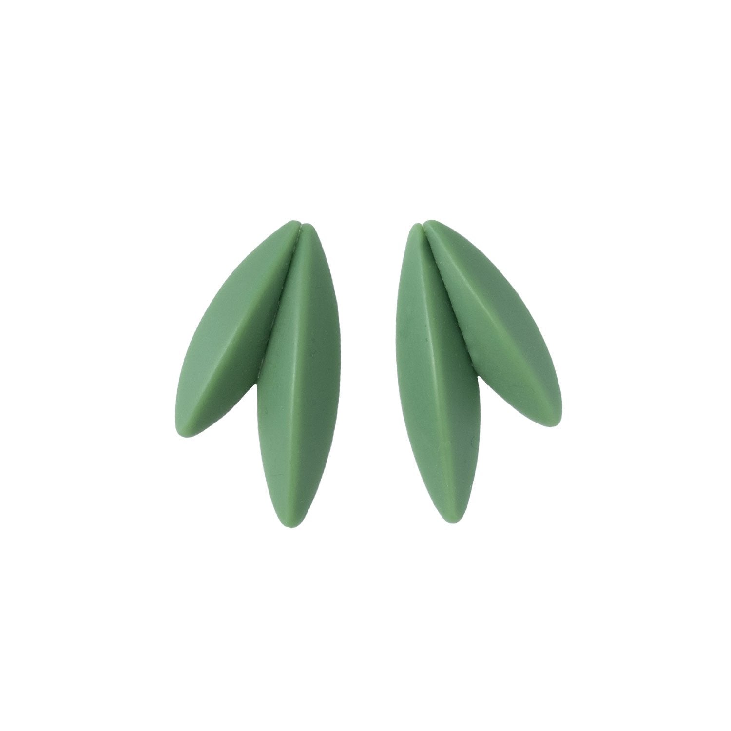 Twin-LEAVES earrings, sage green