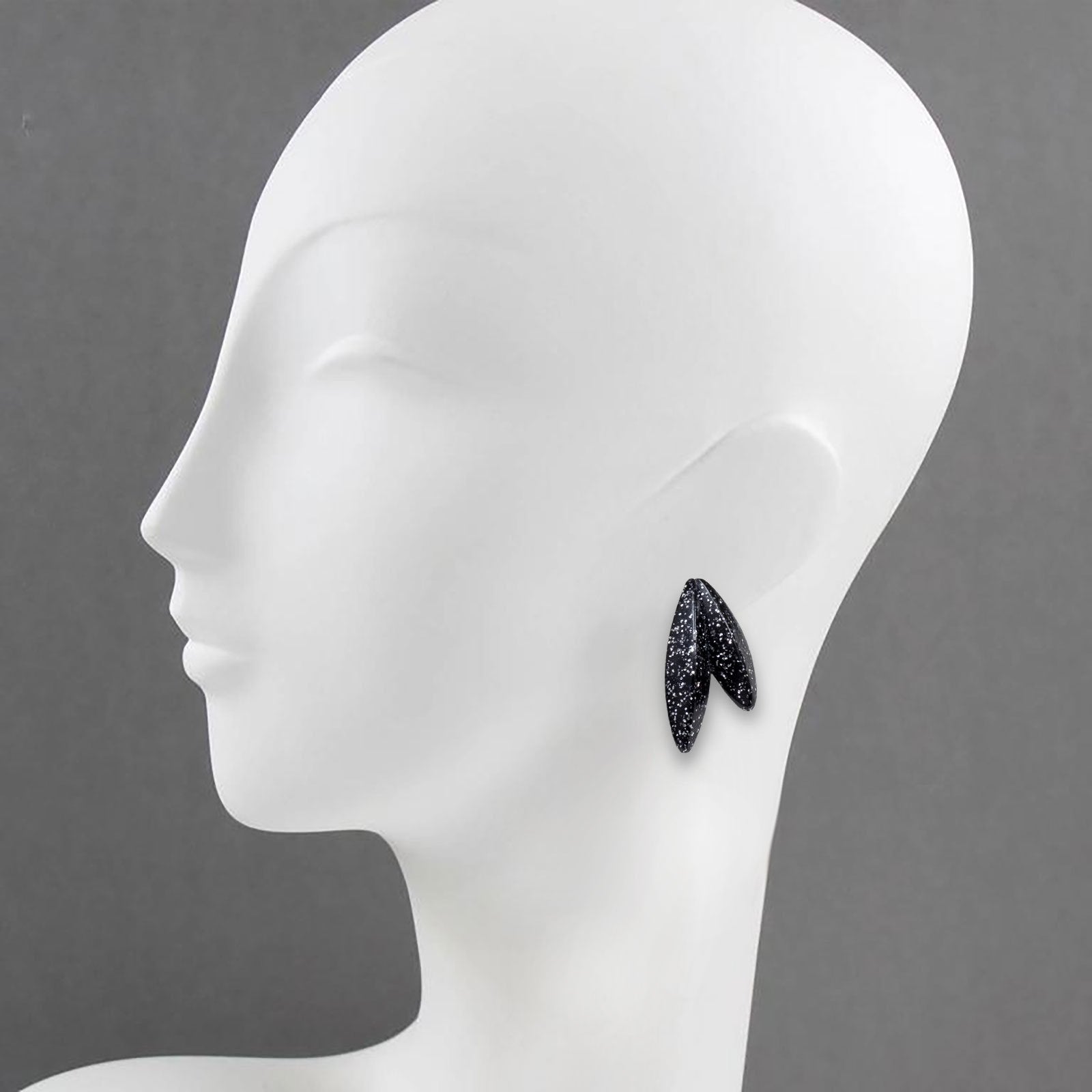 Twin-LEAVES ✕ Shine earrings, black silver