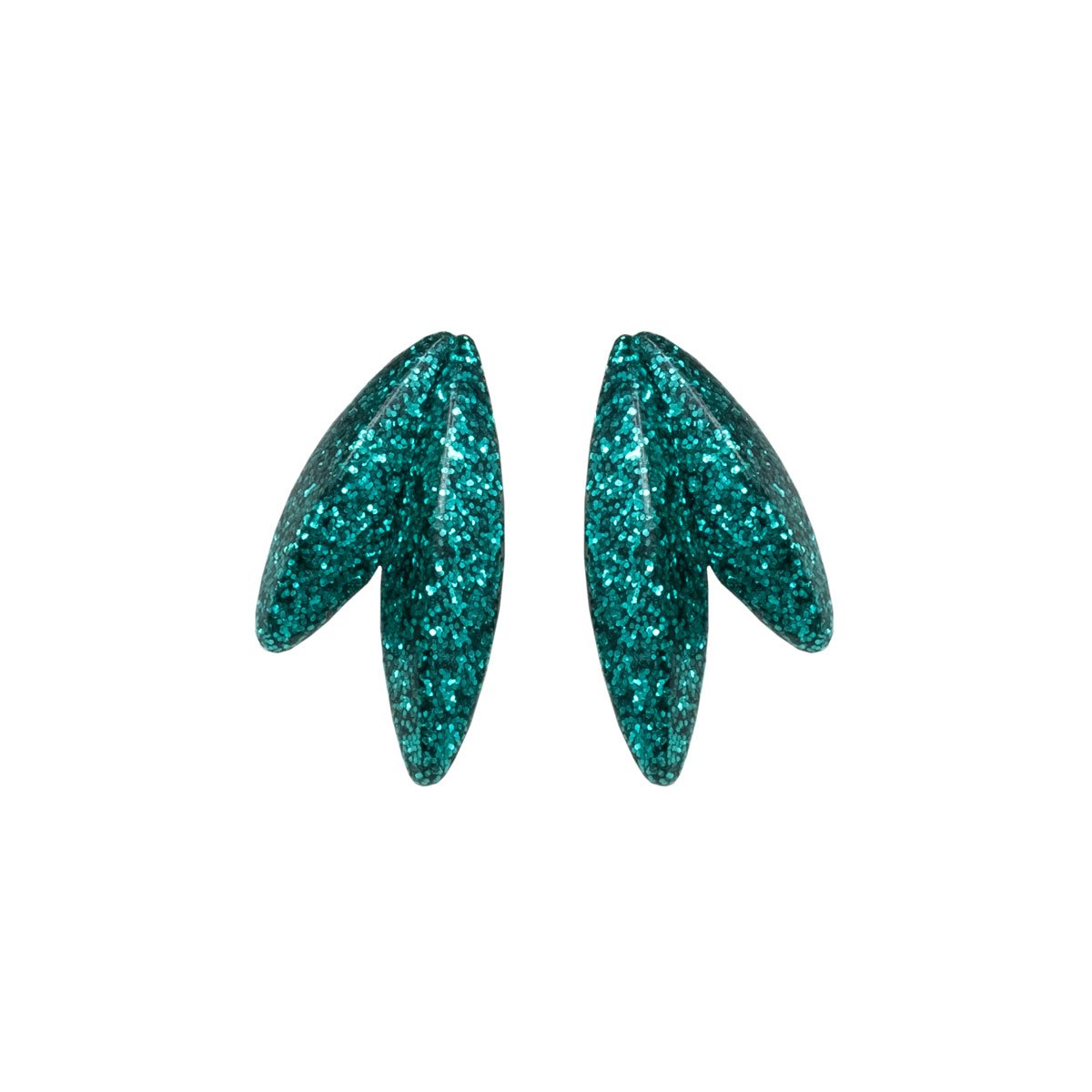 Twin-LEAVES ✕ Shine earrings, emerald