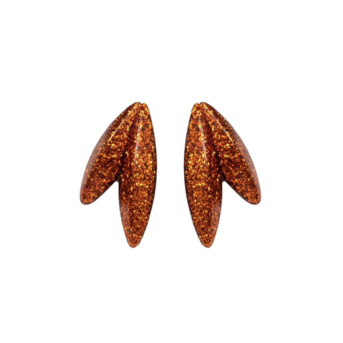 Twin-LEAVES ✕ Shine earrings, orange