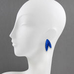 Load image into Gallery viewer, Twin-LEAVES ✕ Shine earrings, royal blue
