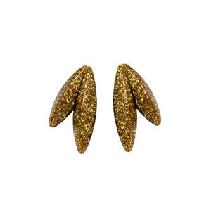 Twin-LEAVES ✕ Shine earrings, yellow gold